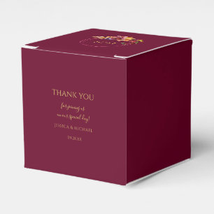 Burgundy Watercolor Fall Bouquet Elegant Wedding Favor Boxes