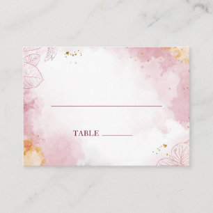 Burgundy Watercolor Fall Bouquet Wedding Escort Place Card