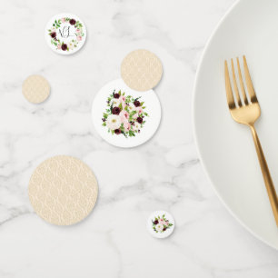 Burgundy Watercolor Floral Baby Shower Confetti