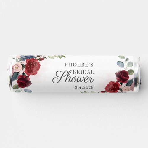 Burgundy Watercolor Floral Blush Bridal Shower Breath Savers Mints