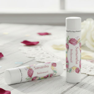 Burgundy Watercolor Floral Bridesmaid Lip Balm