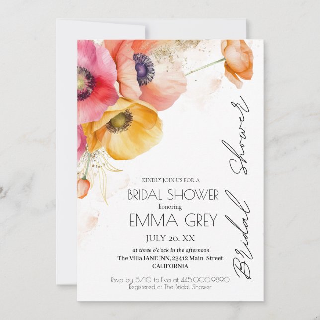 Burgundy Watercolor Floral Rustic Bridal Shower Invitation (Front)