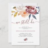 Burgundy Watercolor Floral | Wedding Vow Renewal Invitation (Front)