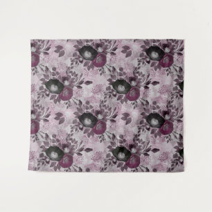 Burgundy watercolor flowers. tapestry