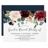 Burgundy Watercolor Gender Reveal Party Invitation