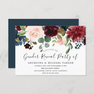 Burgundy Watercolor Gender Reveal Party Invitation