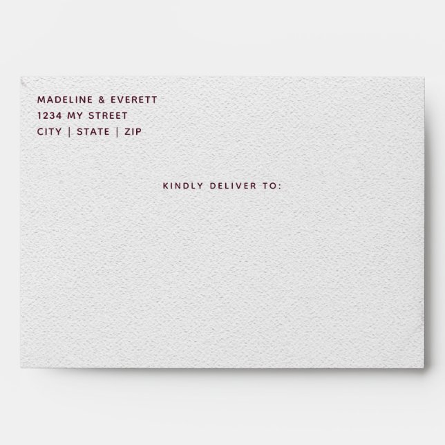 Burgundy Watercolor Geometric Wedding Monogram Envelope (Front)