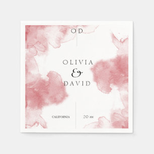 Burgundy Watercolor Modern Soft Wedding Napkins