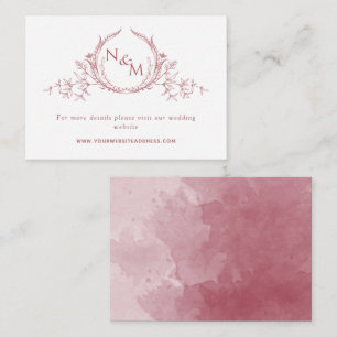 Burgundy Watercolor Monogram Wedding Website Enclosure Card
