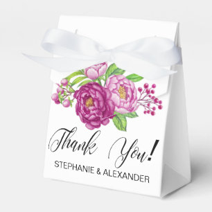 Burgundy Watercolor Peonies Personalized Favor Box