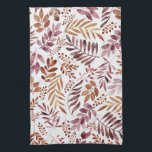 Burgundy Watercolor Rustic Leaves  Kitchen Towel<br><div class="desc">watercolor painted colorful botanical leaves pattern</div>