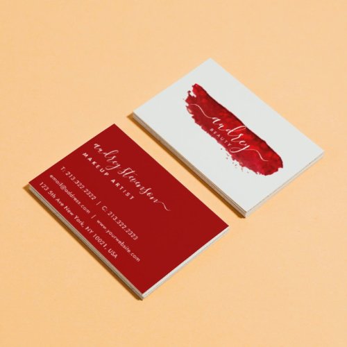 Burgundy Watercolor Stroke Professional Signature Business Card