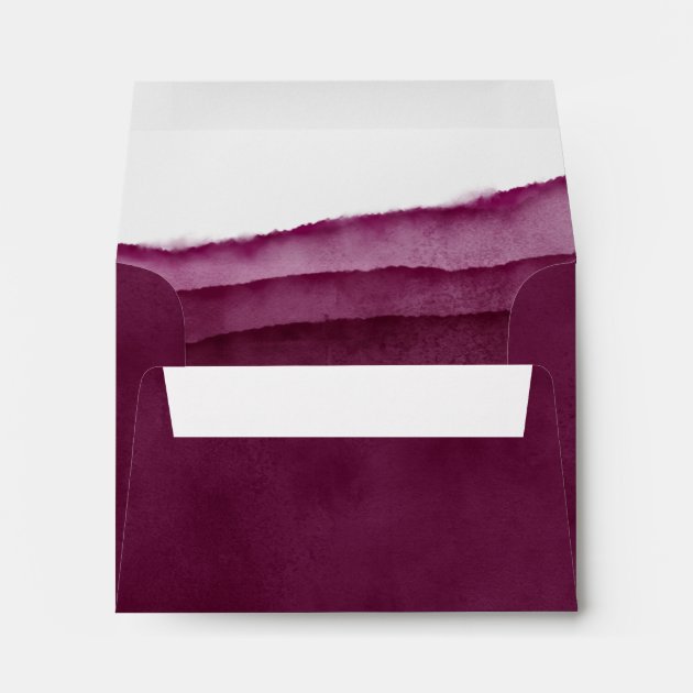 Burgundy Watercolor Wedding RSVP Envelope