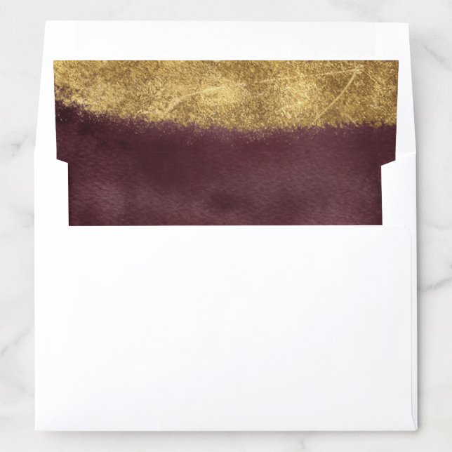 Burgundy Watercolor with Gold Envelope Liner (In Envelope)