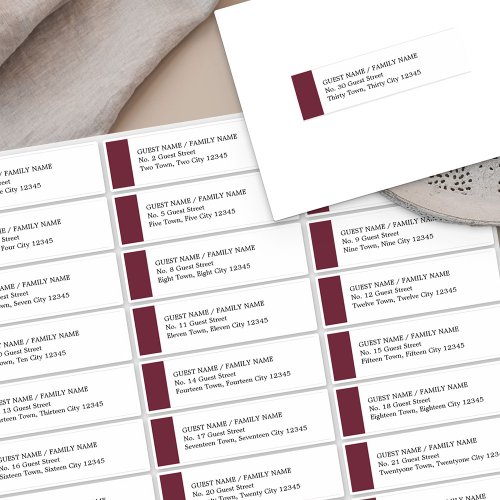 Burgundy Wedding 30 Guest Address Labels