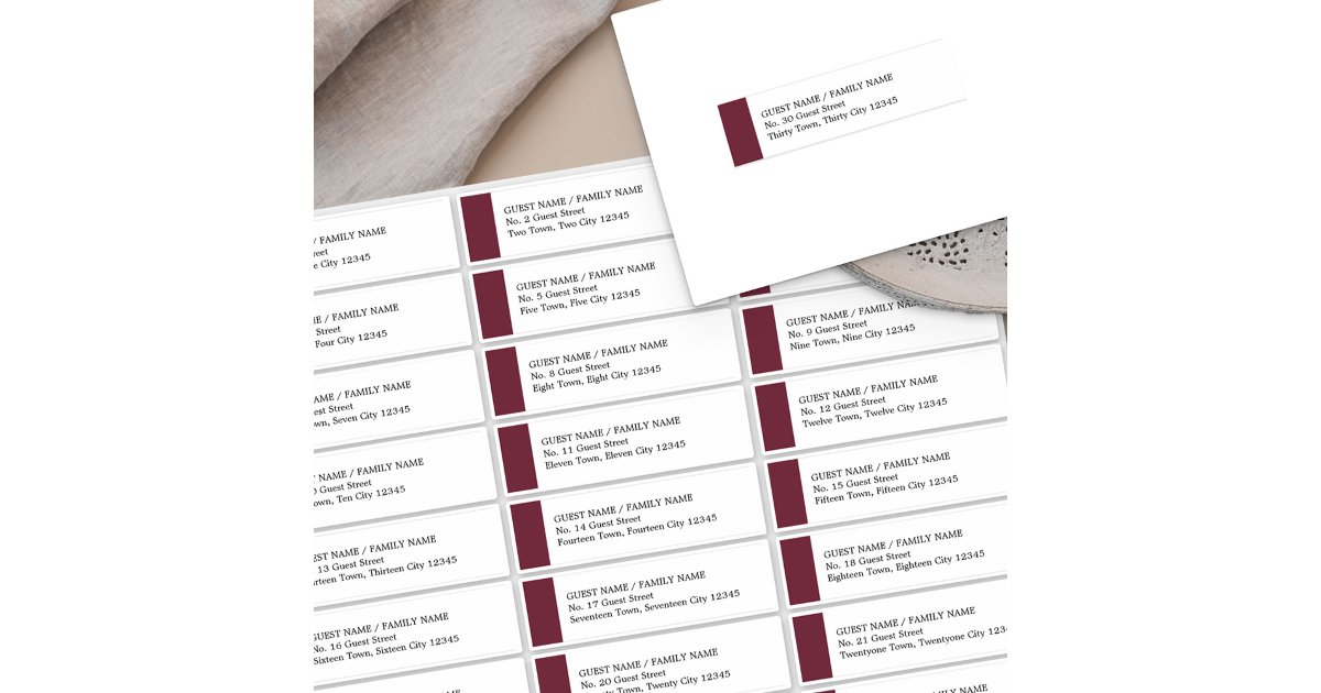 Burgundy Wedding 30 Guest Address Labels | Zazzle