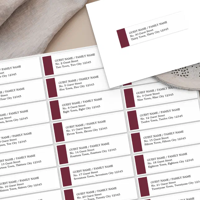 Burgundy Wedding 30 Guest Address Labels | Zazzle