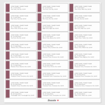 Burgundy Wedding 30 Guest Address Labels | Zazzle