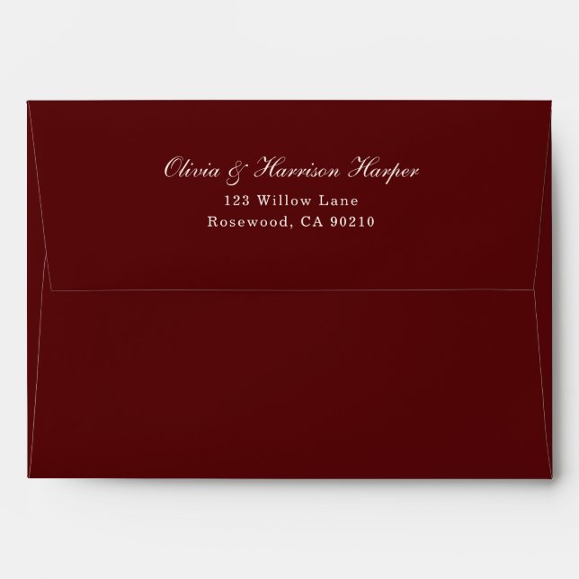 Burgundy Wedding Address Envelope with Liner (Back (Top Flap))