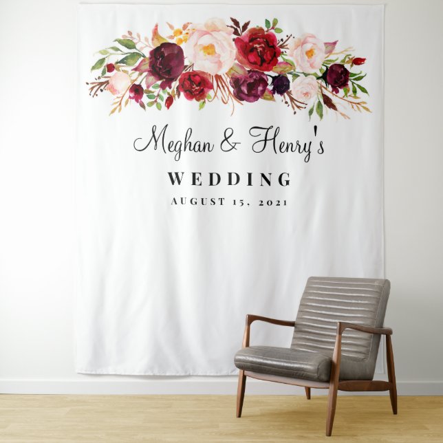 Burgundy Wedding Backdrop, Photo Booth Prop (In Situ)