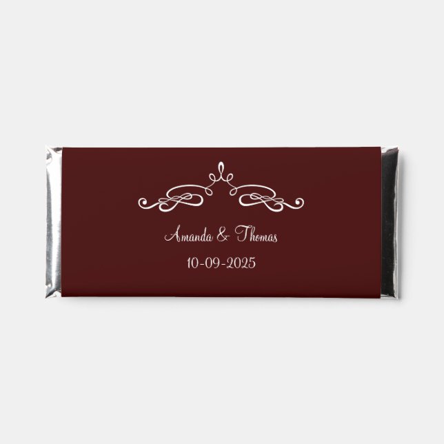 Burgundy Wedding Candies Hershey Bar Favors (Front)