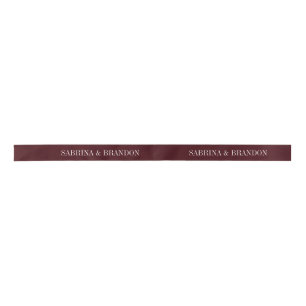 Burgundy Wedding Custom Names Pattern Satin Ribbon