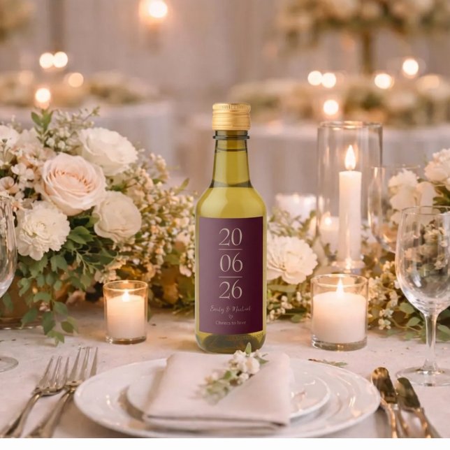 Burgundy Wedding Date Personalized Wine Labels (Creator Uploaded)