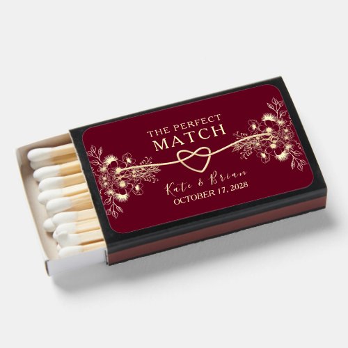 Burgundy Wedding Favor Matchboxes