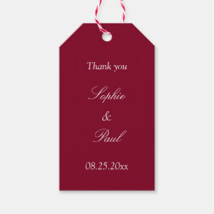 Burgundy Wedding Favor Thank You Gift Tags