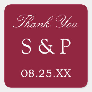 Burgundy Wedding Favor Thank You Sticker