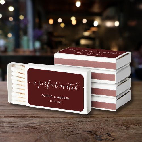 Burgundy Wedding favors Keepsake Matchbox Matchboxes