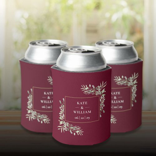 Burgundy Wedding Greenery Foliage Can Cooler