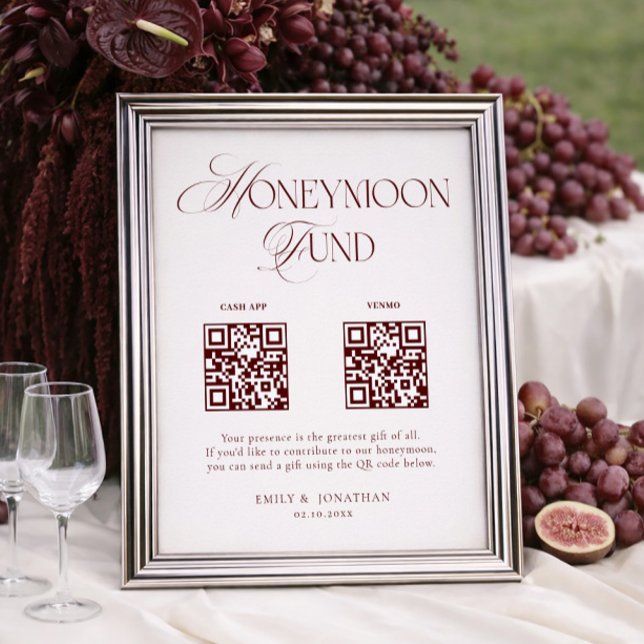Burgundy Wedding Honeymoon Fund  Poster (Creator Uploaded)