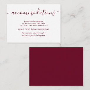 Burgundy Wedding Hotel Accommodation Cards
