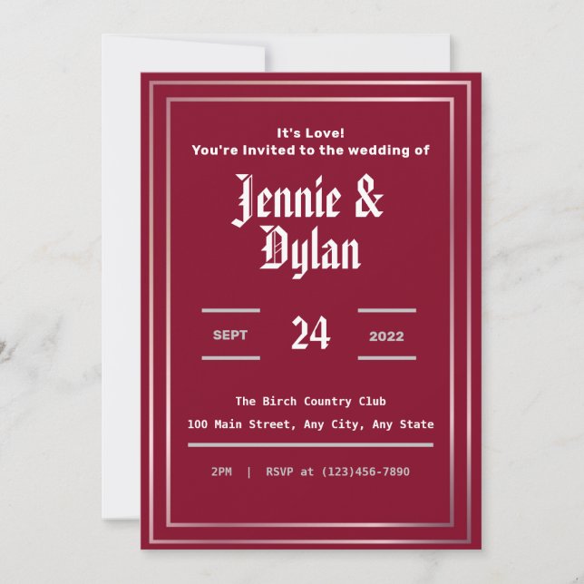 Burgundy Wedding Invitation (Front)