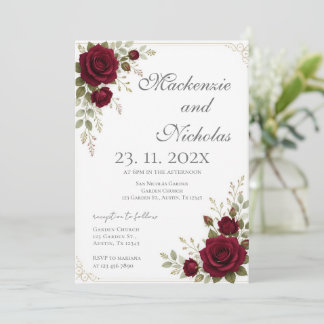Burgundy Wedding  Invitation