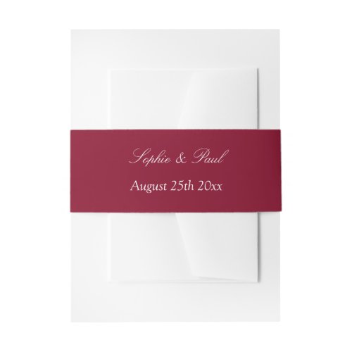 Burgundy Wedding Invitation Belly Band