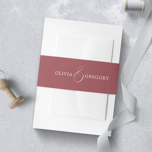 Burgundy wedding invitation belly band (Creator Uploaded)