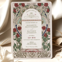 Burgundy Wedding Invitations Art Nouveau Mucha