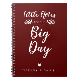 Burgundy Wedding Little Note Big Day Personalized Notebook