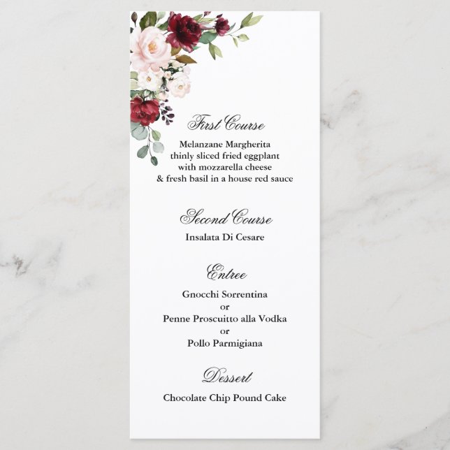 Burgundy Wedding Menu Template (Front)