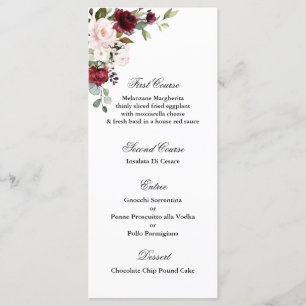 Burgundy Wedding Menu Template
