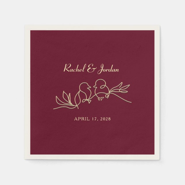 Burgundy Wedding  Napkins (Front)