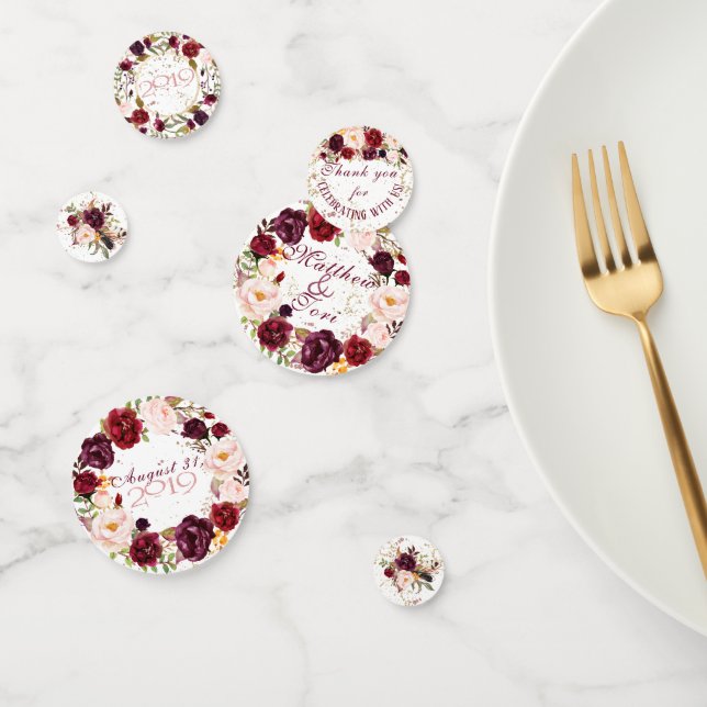Burgundy Wedding Personalized Confetti (Group)