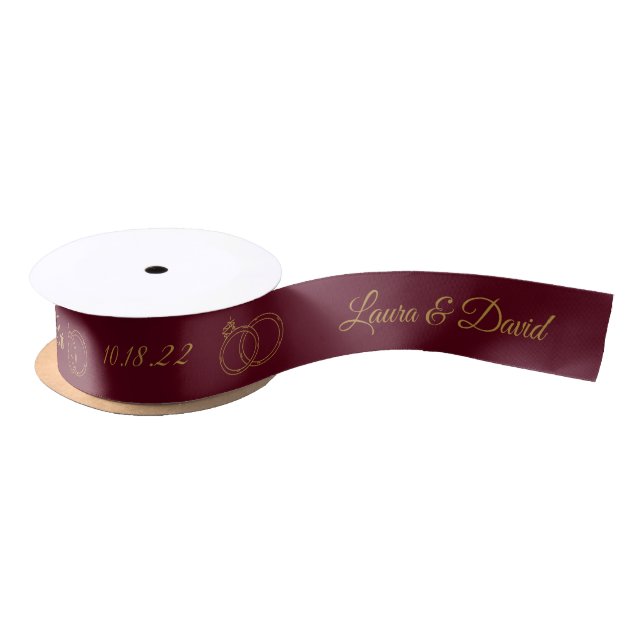 Burgundy Wedding Personalized Name Ribbon (Spool)