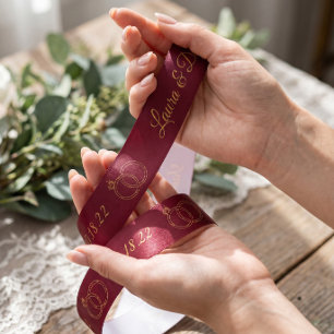 Burgundy Wedding Personalized Name Ribbon