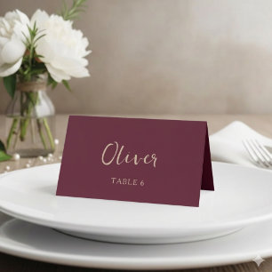 Burgundy Wedding Personalized Table Name Place Card