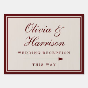 Burgundy Wedding Reception Yard Sign