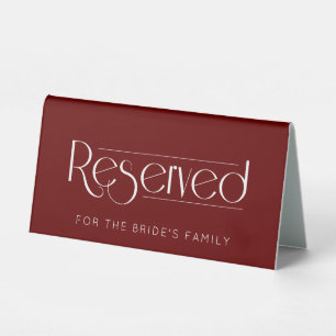 Burgundy Wedding Reserved Table Tent Sign