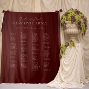 Burgundy Wedding Seating Chart Alphabetical Fabric Tapestry